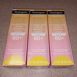 NEW Neutrogena Invisible Daily Defense Face Serum Sunscreen SPF 60+ Lot of 3